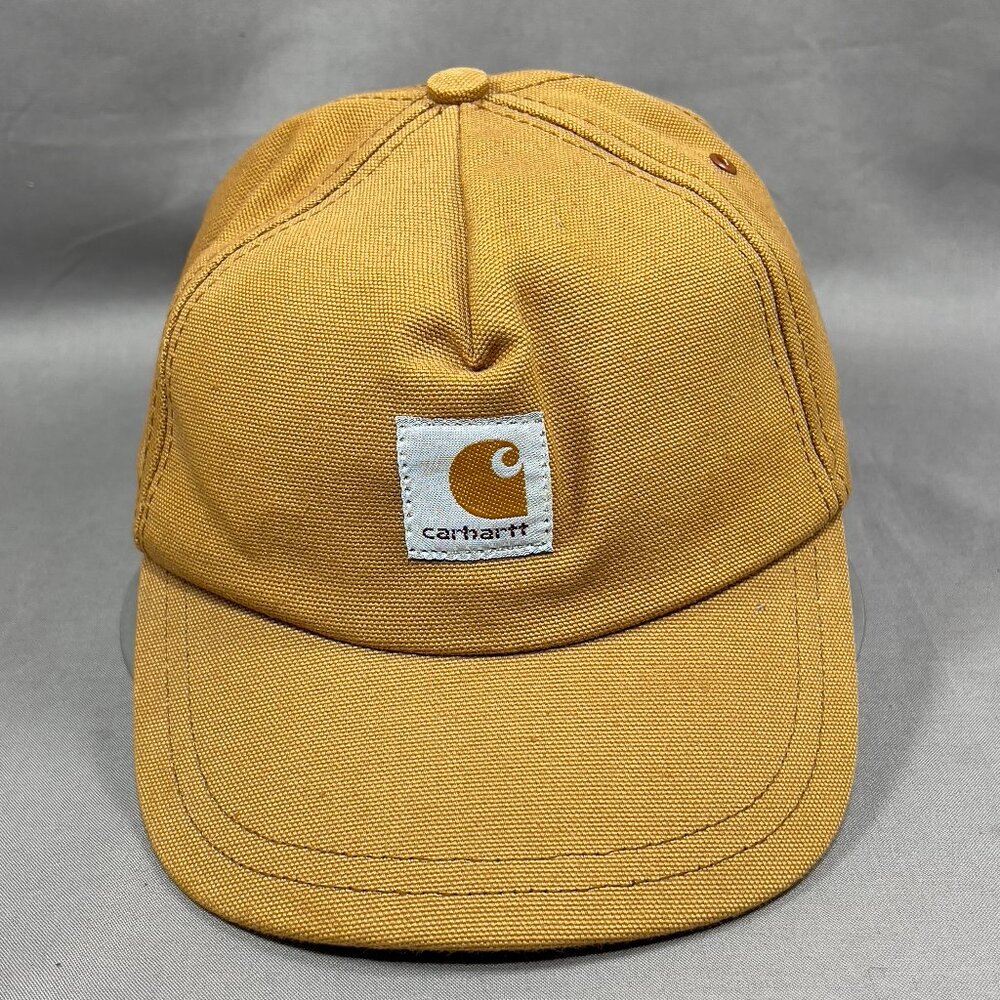 Vtg Carhartt Snapback Hat Brown Canvas Farmer Rancher Outdoor Youth Child USA